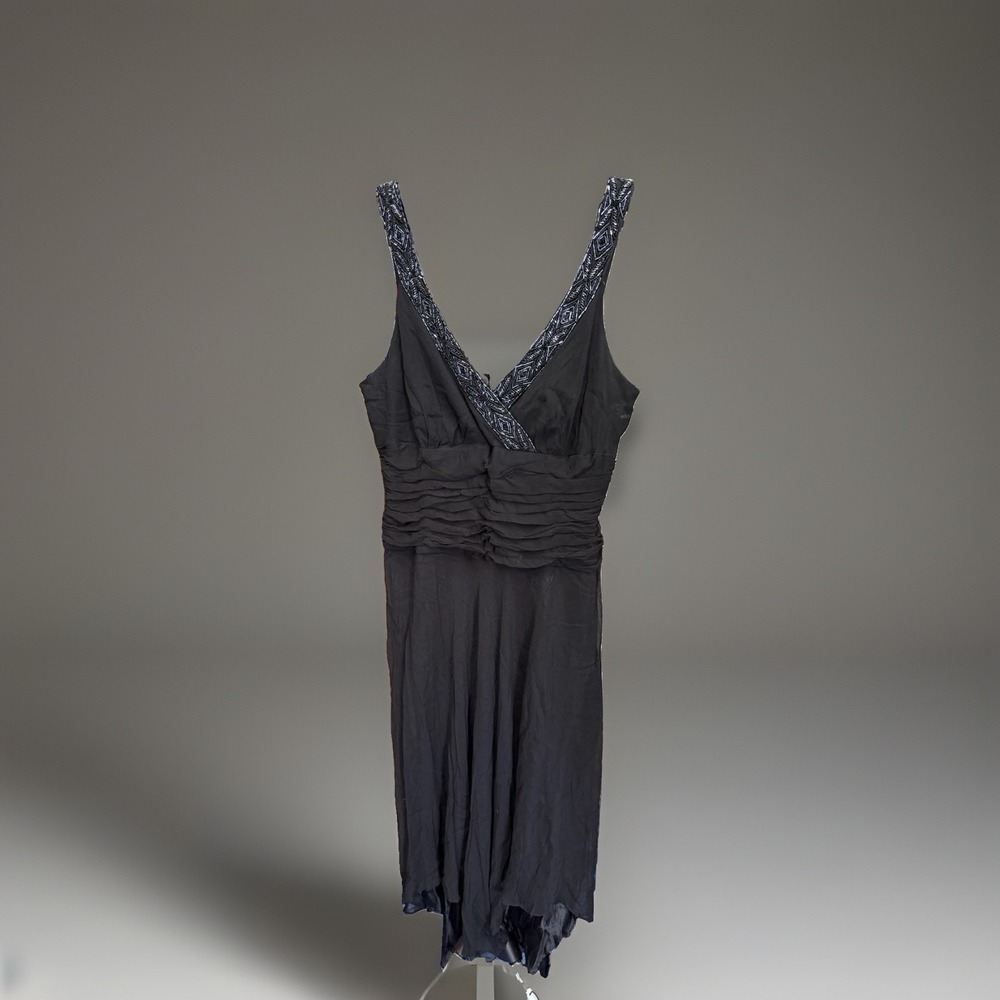 Donna Ricco New York V-Neck Cocktail Dress Size 14 Y2K Classic Midi Black Dress‎